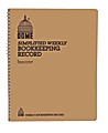 Dome Bookkeeping Record Book - 128 Sheet(s) - Wire Bound - 8.75" x 11.25" Sheet Size - White Sheet(s) - Beige Cover - Recycled - 1 Each