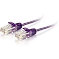 C2G 7ft Cat6 Snagless Unshielded (UTP) Slim Ethernet Cable - Cat6 Network Patch Cable - PoE - Purple - 7 ft Category 6 Network Cable for Network Device - First End: 1 x RJ-45 Network - Male - Second End: 1 x RJ-45 Network - Male - Patch Cable