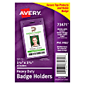 Avery Heavy-Duty Badge Holder, 2-1/4" x 3-1/2", Portrait, 25Pk