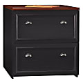 Bush Business Furniture Fairview 29-5/8"W x 20-7/8"D Lateral 2-Drawer File Cabinet, Antique Black/Tea Maple, Standard Delivery