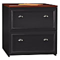 Bush Business Furniture Fairview 29-5/8"W Lateral 2-Drawer File Cabinet, Antique Black/Tea Maple, Standard Delivery