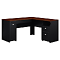 Bush Furniture Fairview L Shaped Desk, Antique Black/Hansen Cherry, Standard Delivery