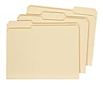 Office Depot® Brand Interior File Folders, Letter Size, 1/3-Cut Tab, Manila, Box Of 100