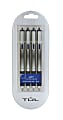 TUL® GL Series Retractable Gel Pens, Needle Point, 0.5 mm, Silver Barrel, Blue Ink, Pack Of 4 Pens