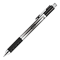 TUL® GL Series Retractable Gel Pens, Needle Point, 0.5 mm, Silver Barrel, Black Ink, Pack Of 4 Pens