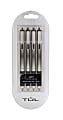 TUL® GL Series Retractable Gel Pens, Needle Point, 0.7 mm, Silver Barrel, Black Ink, Pack Of 4 Pens