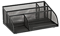 OfficeMax Mesh 5-Compartment Angled Desk Organizer, Black 1 thumbnail image