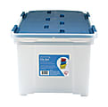 Iris® Wing Lid Box, 49 Quarts, Clear/Blue