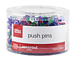 Office Depot® Brand Push Pins, 9/10", Assorted Colors, Pack Of 250 1 thumbnail image