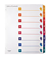 Office Depot® Brand Preprinted Index Dividers, Numbers 1-8, 8 1/2" x 11", Assorted Colors,