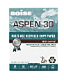 Boise® ASPEN® 30 3-Hole Punched Multi-Use Printer & Copy Paper, White, Letter (8.5" x 11"), 500 Sheets Per Ream, 20 Lb, 92 Brightness, 30% Recycled, FSC® Certified