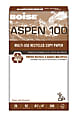 Boise® ASPEN® 100 Multi-Use Printer & Copy Paper, White, Legal (8.5" x 14"), 500 Sheets Per Ream, 20 Lb, 92 Brightness, 100% Recycled, FSC® Certified