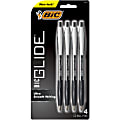 BIC Glide Retractable Ballpoint Pens, Medium Point, 1.0 mm, Black Ink, Pack Of 4
