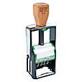 Cosco 2000PLUS Green Line Heavy-Duty 4-In-1 Self-Inking Message Dater, 1 1/4" x 1 13/16", 75% Recycled, Blue/Red 1 thumbnail image