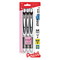 Pentel® EnerGel™ Deluxe RTX Retractable Liquid Gel Pens, Medium Point, 0.7 mm, 54% Recycled, Silver Barrel, Black Ink, Pack Of 3 Pens