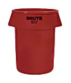 Rubbermaid® Brute Round Plastic Trash Can, 31 1/2" x 24", 44 Gallons, Red