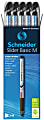 Stride Schneider Slider Viscoglide Rollerball Pens, Medium Point, 1.0 mm, Silver Barrel, Black Ink, Pack Of 10