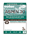 Boise® ASPEN® 30 Multi-Use Paper, Letter Size (8 1/2" x 11"), 92 (U.S.) Brightness, 20 Lb, 30% Recycled, FSC® Certified, 500 Sheets