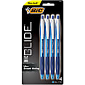 BIC® Glide Retractable Ballpoint Pens, Medium Point, 1.0 mm, Blue Barrel, Blue Ink, Pack Of 4 Pens