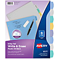 Avery® Durable Write-On Plastic Dividers With Erasable Tabs, 8 1/2" x 11", Multicolor, 8 Tabs 1 thumbnail image