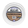 AJM Premium Gold Label® Coated Paper Plates, 9" Diameter, White, Pack Of 100