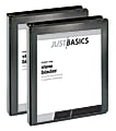 Just Basics® Economy View 3-Ring Binder, 1" Round Rings, 61% Recycled, Black, Pack Of 2