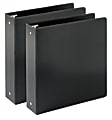 Just Basics® Economy Reference 3-Ring Binder, 2" Round Rings, Black, 64% Recycled, Pack Of 2