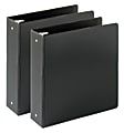 Just Basics® Economy Reference 3-Ring Binder, 3" Round Rings, Black, 64% Recycled, Pack Of 2