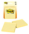 Post-it Notes, 3 in x 3 in, 2 Pads, 100 Sheets/Pad, Clean Removal, Canary Yellow, Lined