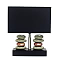 Elegant Designs Rectangular Dual Stacked Stone Ceramic Table Lamp, 14"H, Black Shade 1 thumbnail image