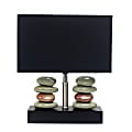Elegant Designs Rectangular Dual Stacked Stone Ceramic Table Lamp, 14"H, Black Shade