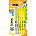 BIC Brite Liner Highlighters, Chisel Point, Yellow, Pack Of 5 Highlighters