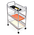 Mind Reader Roll 3-Shelf Metal Mesh Cart, 24"H x 17"W x 10"D, Silver