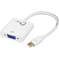 SIIG Mini DisplayPort to VGA Adapter Converter - First End: 1 x 20-pin Mini DisplayPort 1.1a Digital Audio/Video - Male - Second End: 1 x 15-pin HD-15 - Female - Gold Plated Connector - White
