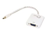 SIIG Mini DisplayPort to VGA Adapter Converter - First End: 1 x 20-pin Mini DisplayPort 1.1a Digital Audio/Video - Male - Second End: 1 x 15-pin HD-15 - Female - Gold Plated Connector - White