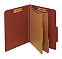 Office Depot® Brand Classification Folders, 2 1/2" Expansion, Letter Size, 2 Dividers, 83% Recycled, Brick Red, Pack Of 5 Folders