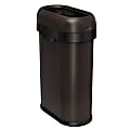 simplehuman Slim Open Trash Can, 13 Gallons, Dark Bronze Steel