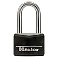 Master Lock Long Shackle Steel Padlock, 1 9/16", Black