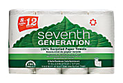 Seventh Generation 100% Recycled Paper Towels - 2 Ply - 156 Sheets/Roll - White - Paper - Absorbent, Chlorin - 0 1 thumbnail image