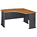 Bush Business Furniture Office Advantage L Bow Desk Right Handed, 60"W x 44"D, Natural Cherry/Slate, Standard Delivery