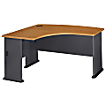 Bush Business Furniture Office Advantage L Bow Desk Left Handed, 60"W x 44"D, Natural Cherry/Slate, Standard Delivery