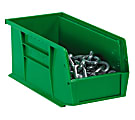 B O X Packaging Stack & Hang Plastic Bin Boxes, 16 1/2" x 14 3/4" x 7", Green, Case Of 6