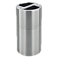 Safco® Round Aluminum Dual Recycling Receptacle, 30 Gallons, 17 1/2" x 32 1/2", Stainless Steel 1 thumbnail image