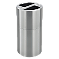 Safco® Round Aluminum Dual Recycling Receptacle, 30 Gallons, 17 1/2" x 32 1/2", Stainless Steel