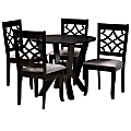 Baxton Studio Alisa Dining Set, 29-15/16”H x 35-7/16”W x 35-7/16”D, Gray/Dark Brown 1 thumbnail image
