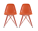 DHP Mid-Century Modern Molded Chairs, Orange/Orange, Set Of 2