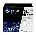 HP 51X Black Toner Cartridges, Pack Of 2, Q7551X 1 thumbnail image