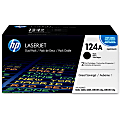 HP 124A Black Toner Cartridges, Pack Of 2, Q6000AD