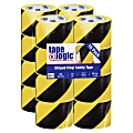 Partners Brand Solid Vinyl Safety Tape, 3" x 36 Yd., Black/Yellow Stripes, Case Of 16