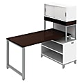BBF Momentum 60” Wide Floating Desk With 36” Wide Hutch, Mocha Cherry, Standard Delivery